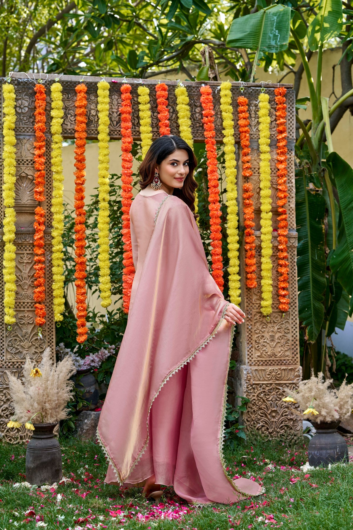 Fendy Satin Embroidered Suit Set