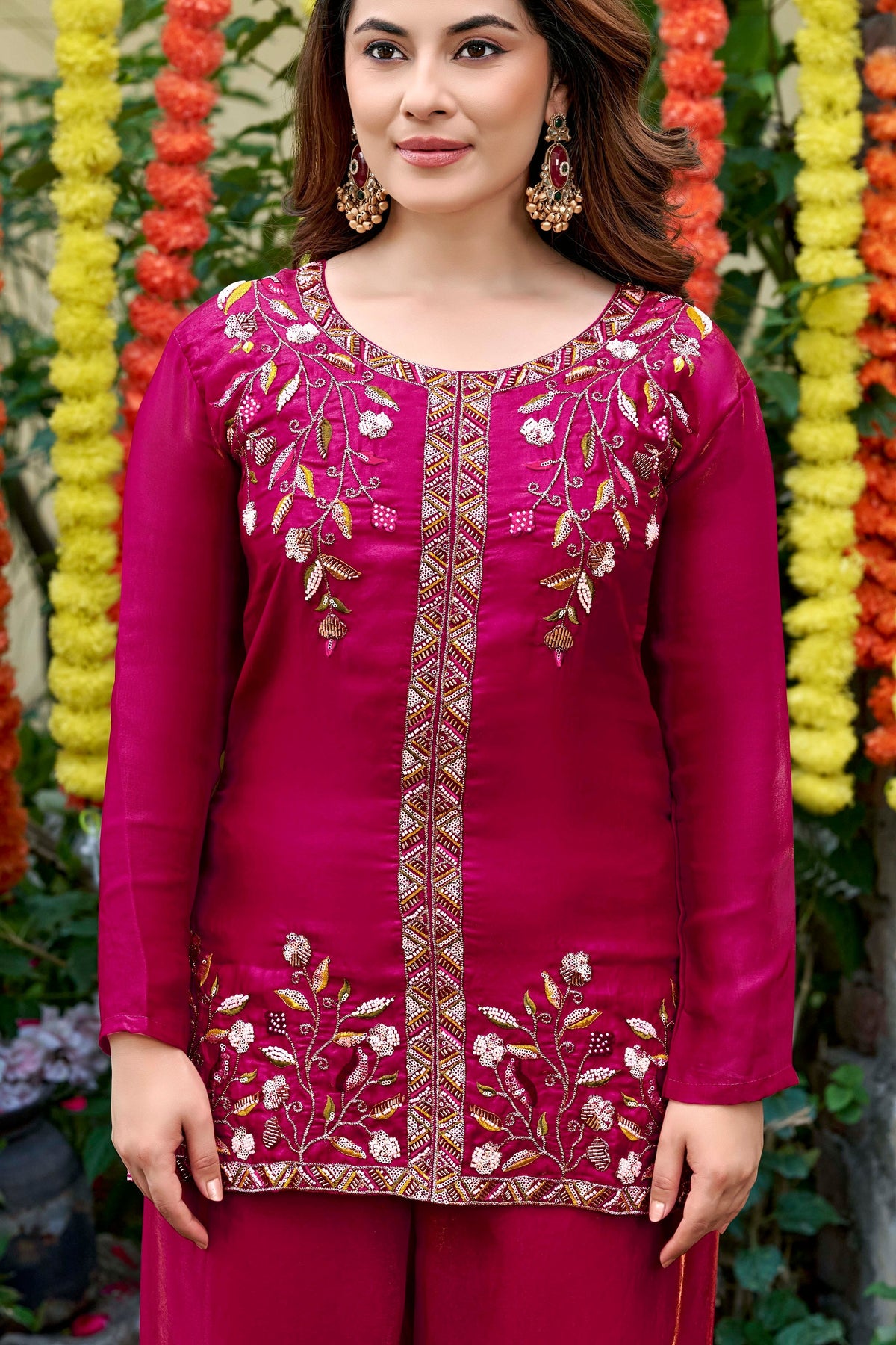 Fendy Satin Embroidered Suit Set