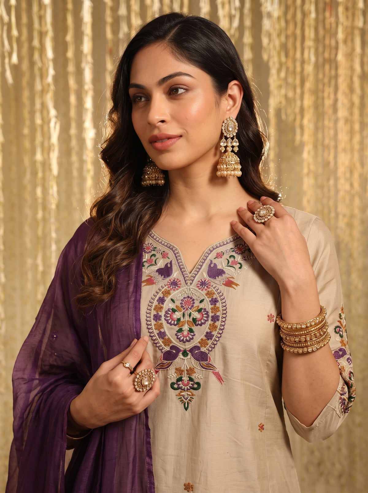 Chanderi Embroidered Festive suit set