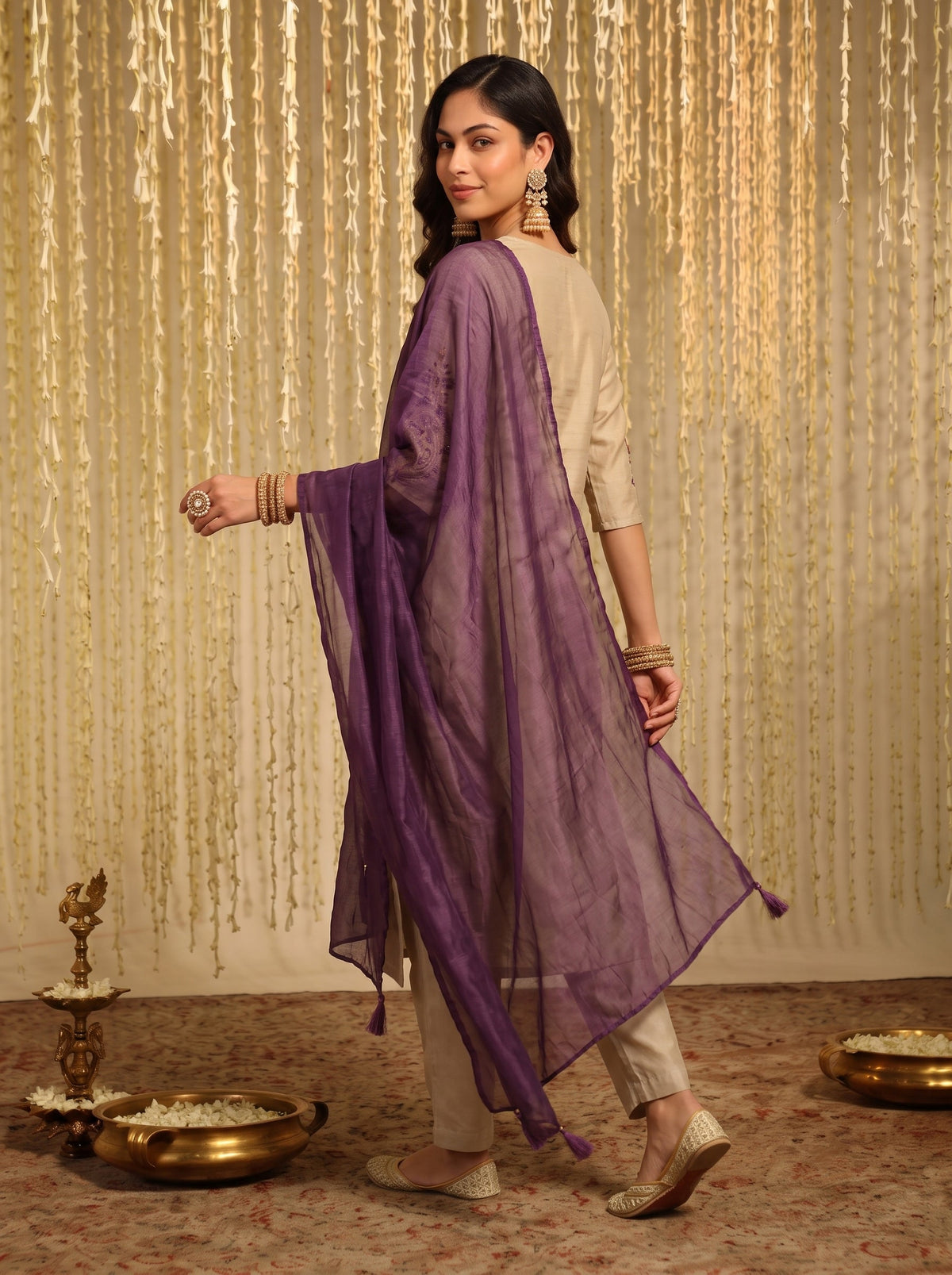 Chanderi Embroidered Festive suit set