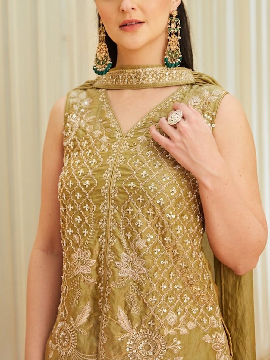 Ruhani Satin Embroidered Co-Ord Set