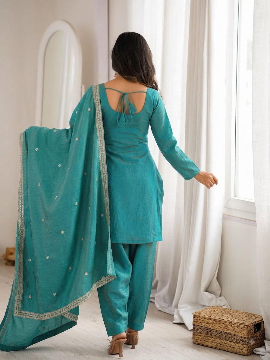 CP Vichitra Embroidered Suit Set