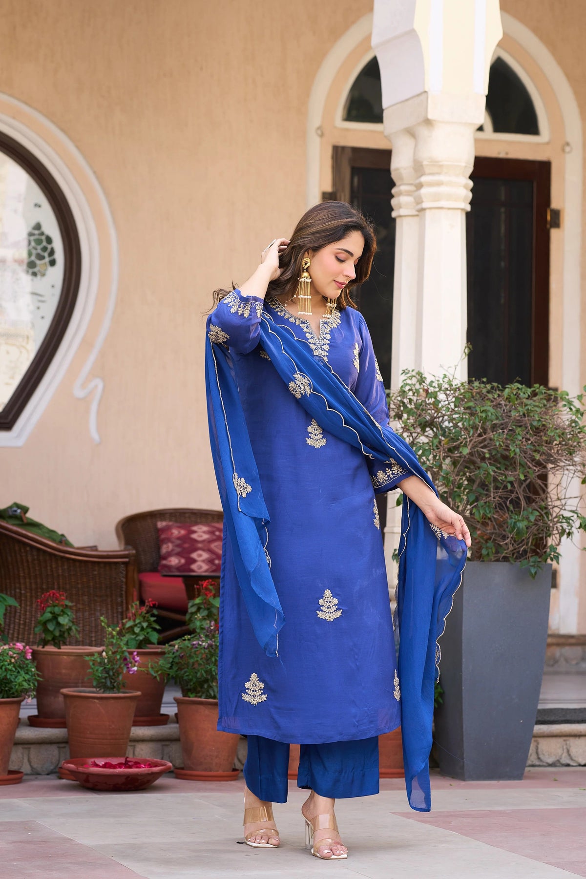 Viscose Chanderi Embroidered Suit Set ✨