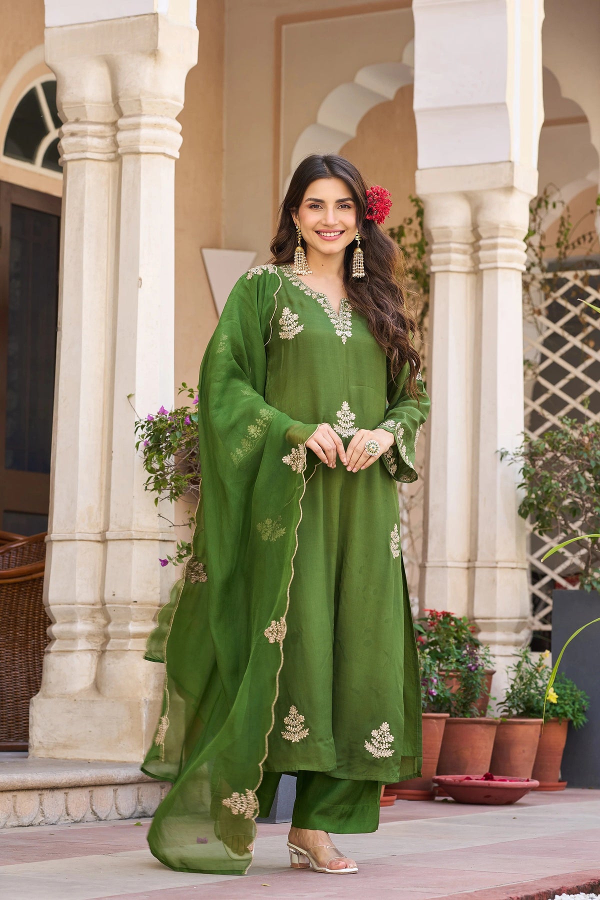 Viscose Chanderi Embroidered Suit Set ✨