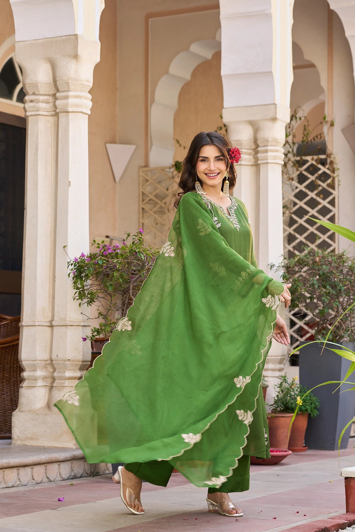 Viscose Chanderi Embroidered Suit Set ✨