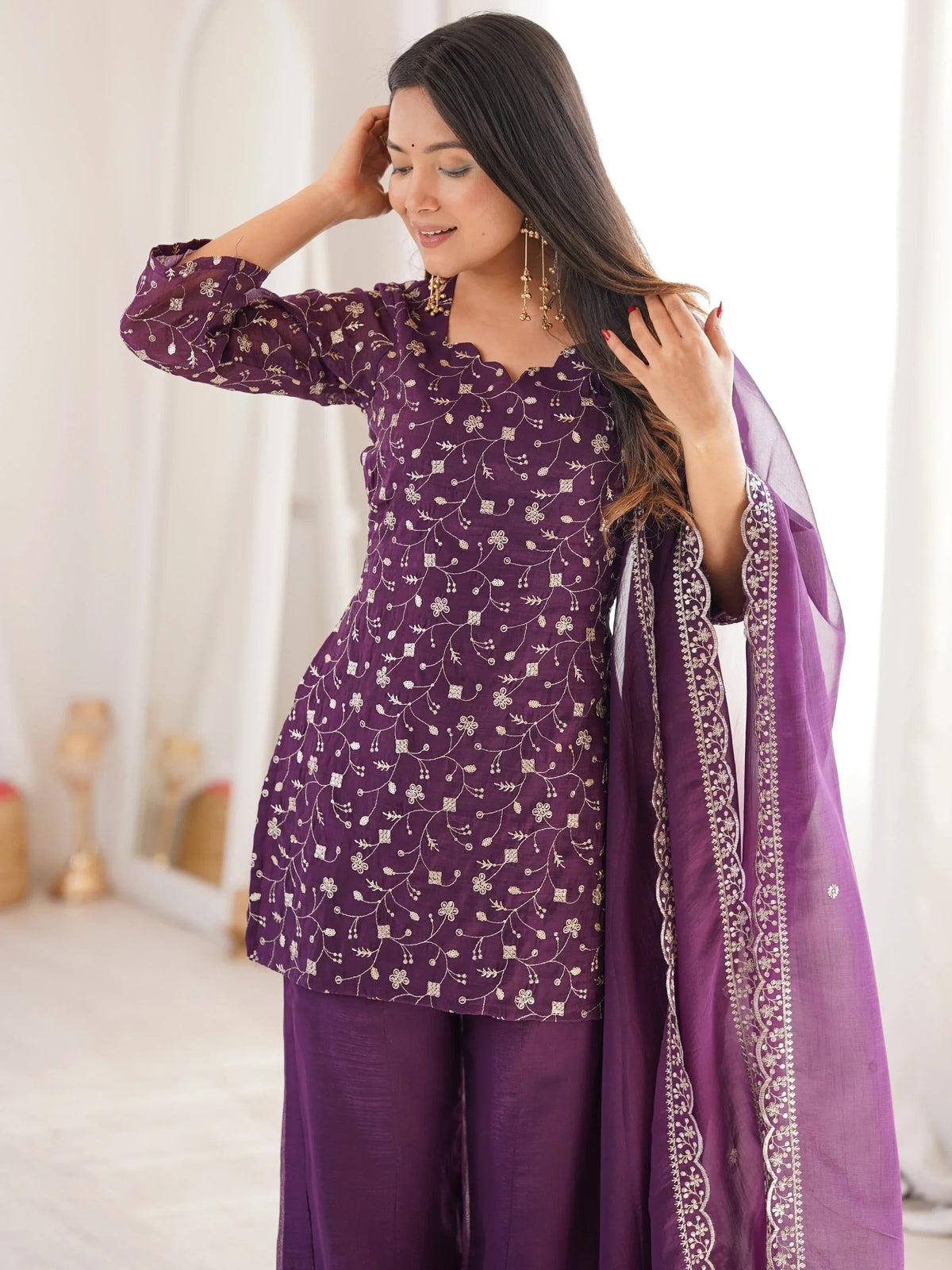 Georgette Embroidered Kurti Set ✨