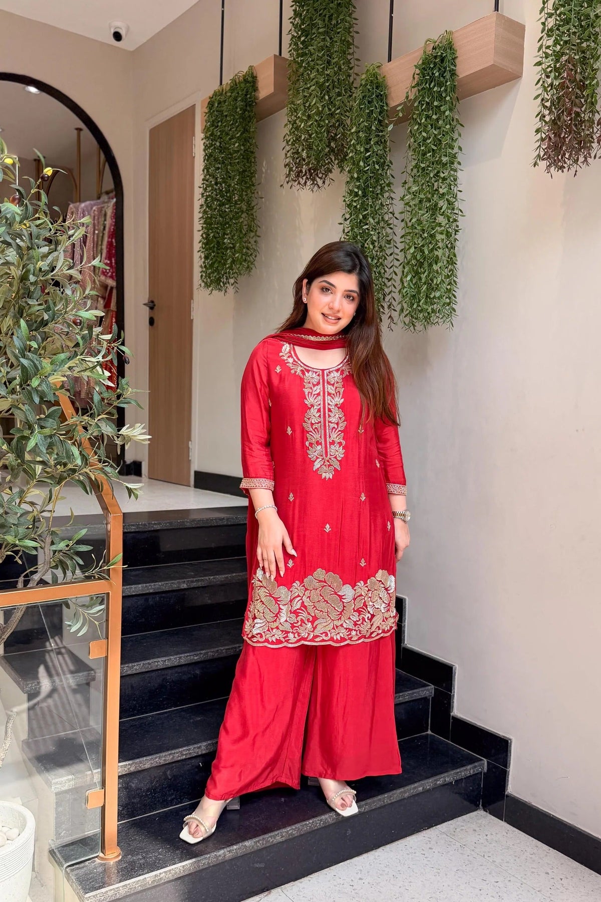 Gulnaar Crepe Embroidered Suit Set