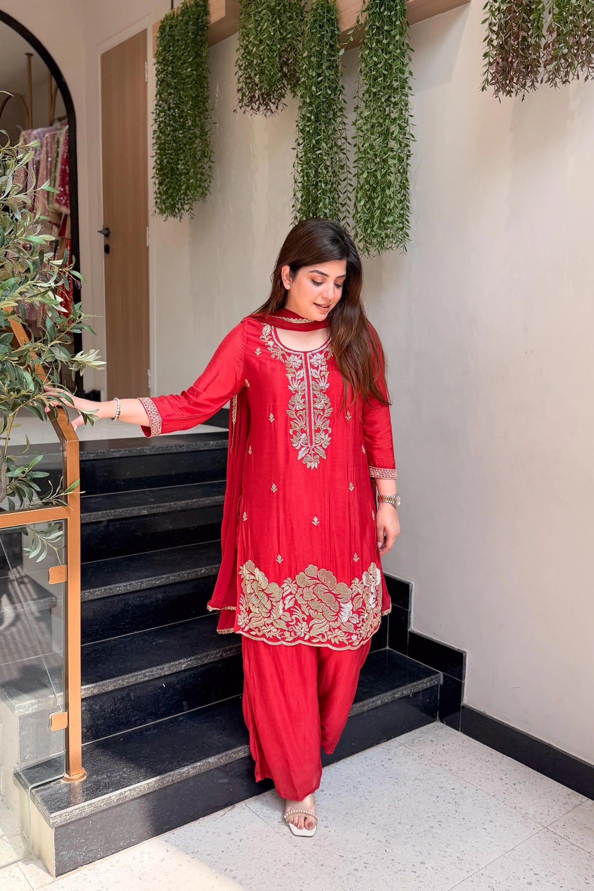Gulnaar Crepe Embroidered Suit Set