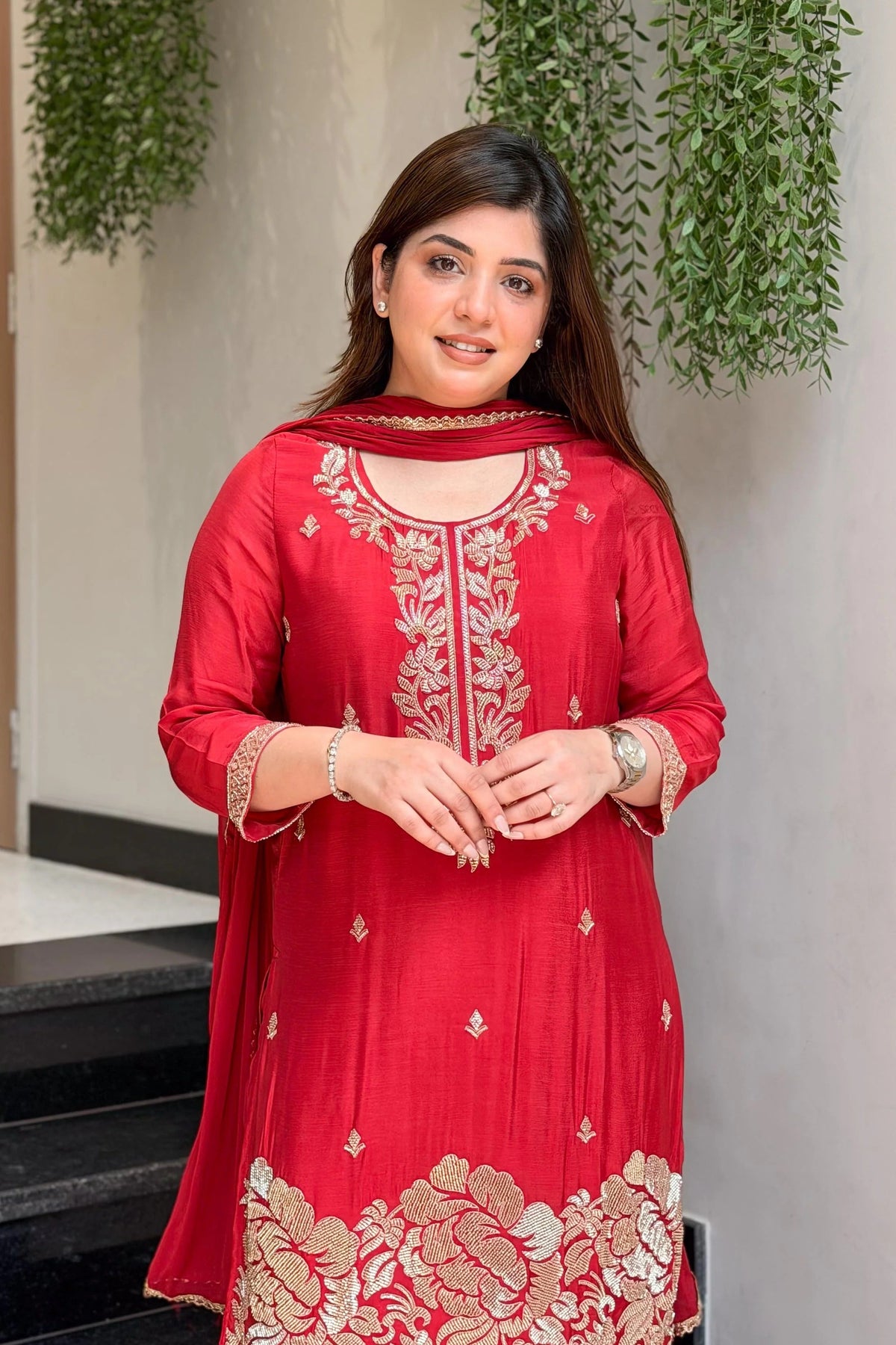Gulnaar Crepe Embroidered Suit Set