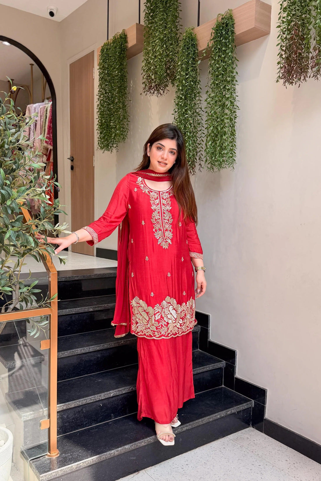 Gulnaar Crepe Embroidered Suit Set