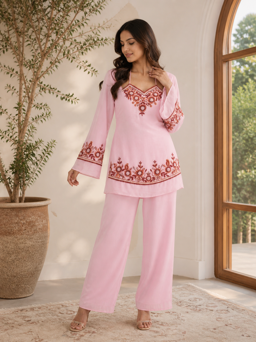 Embroidered Georgette Co-Ord Set ✨
