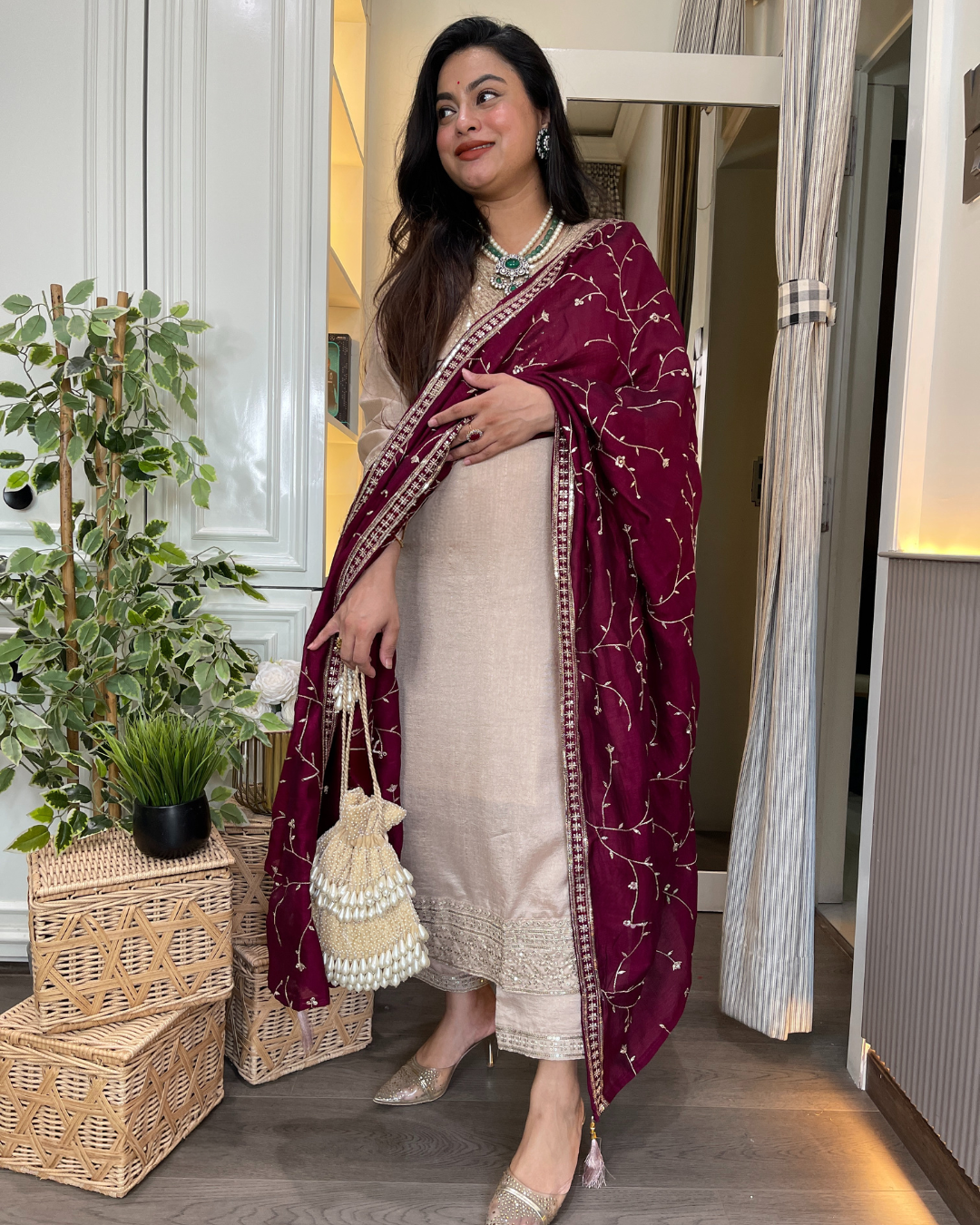 Vichitra Embroidered Suit Set