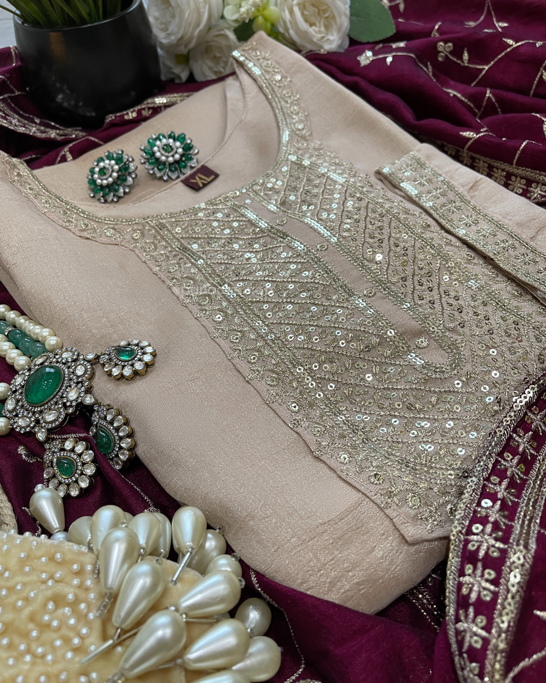 Vichitra Embroidered Suit Set