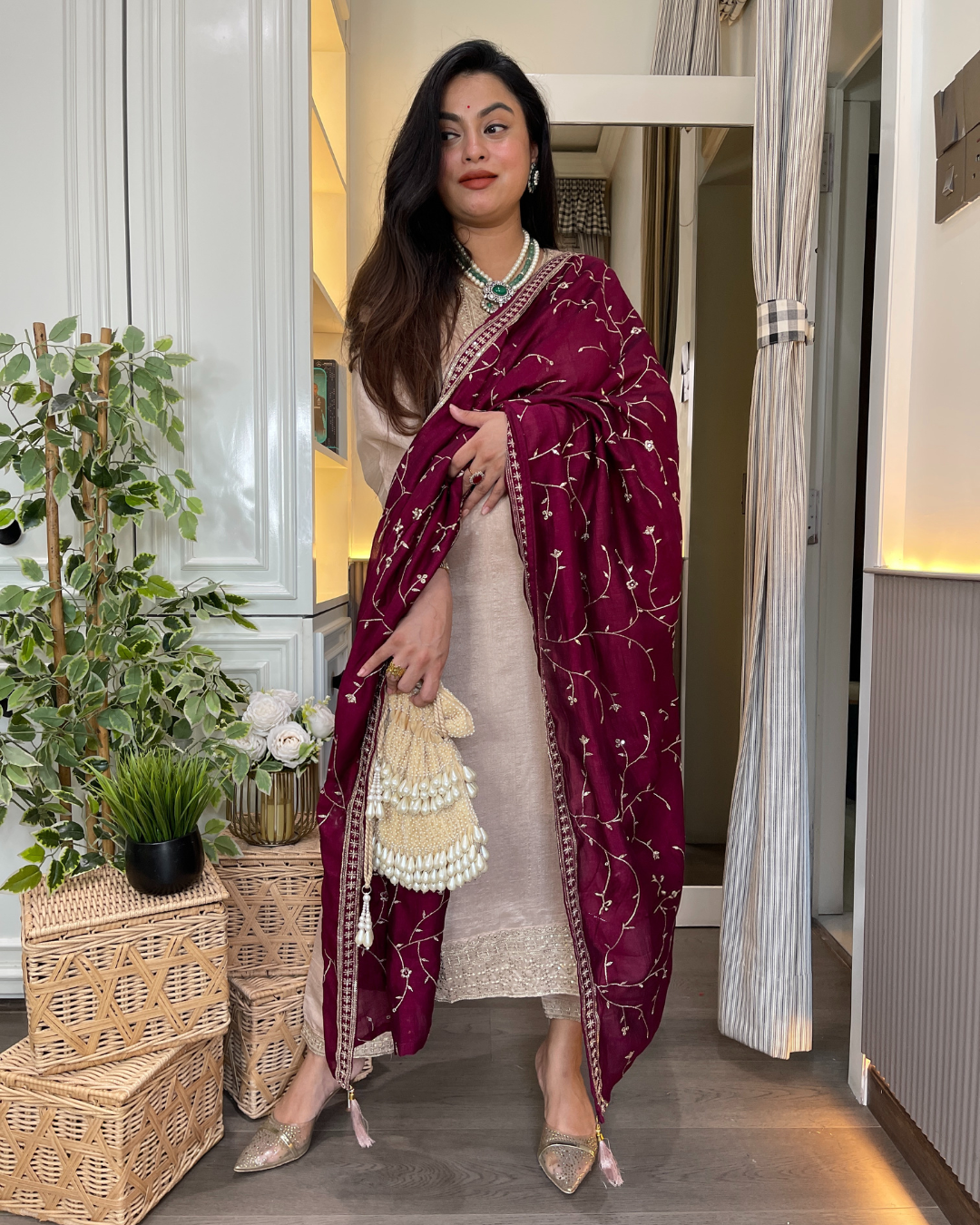 Vichitra Embroidered Suit Set