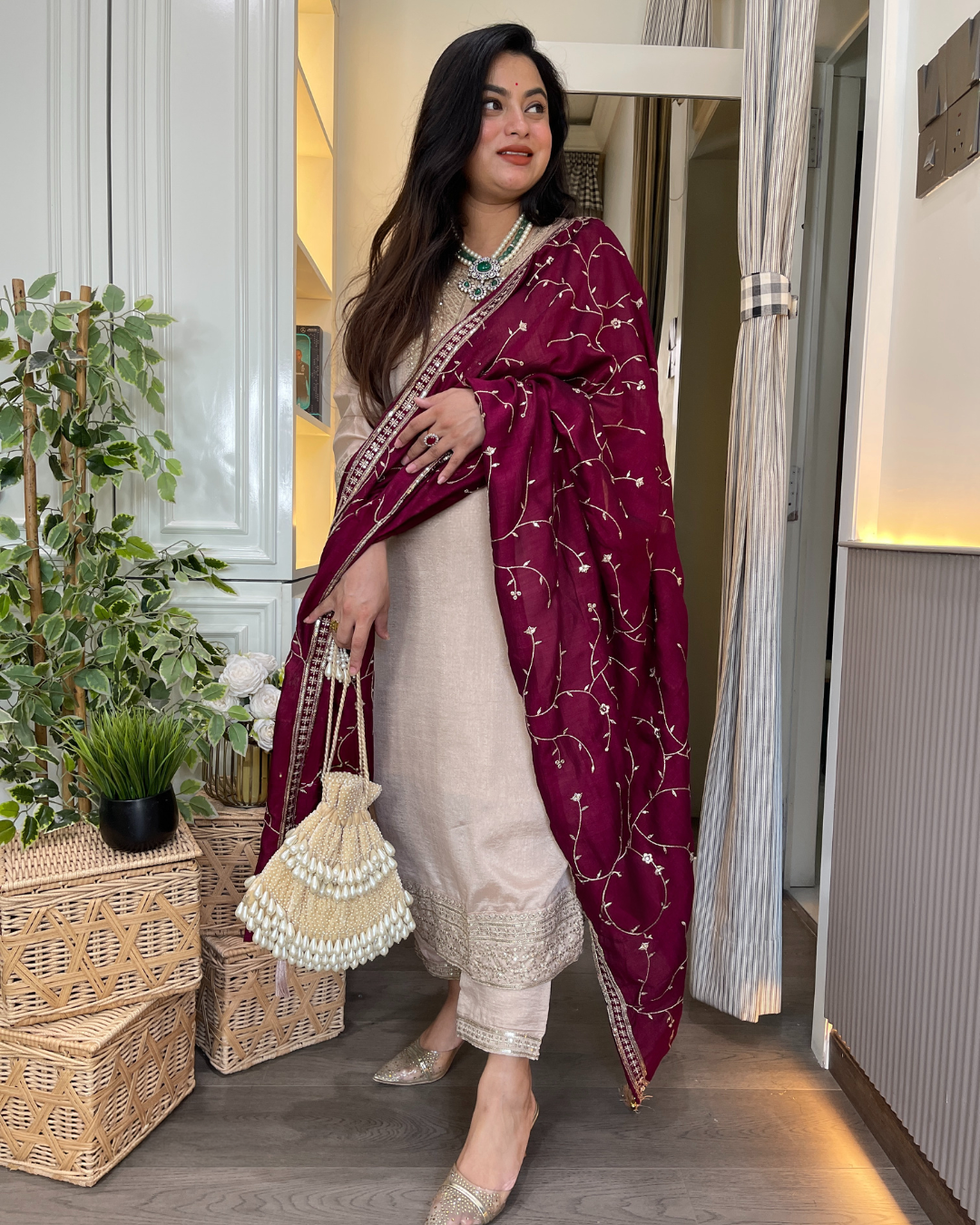 Vichitra Embroidered Suit Set