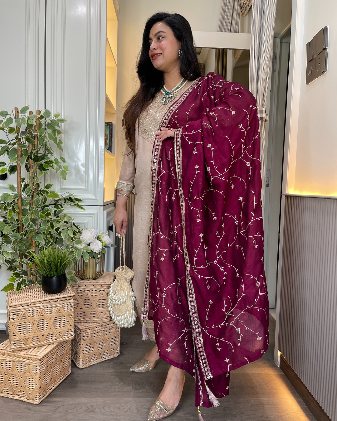 Vichitra Embroidered Suit Set