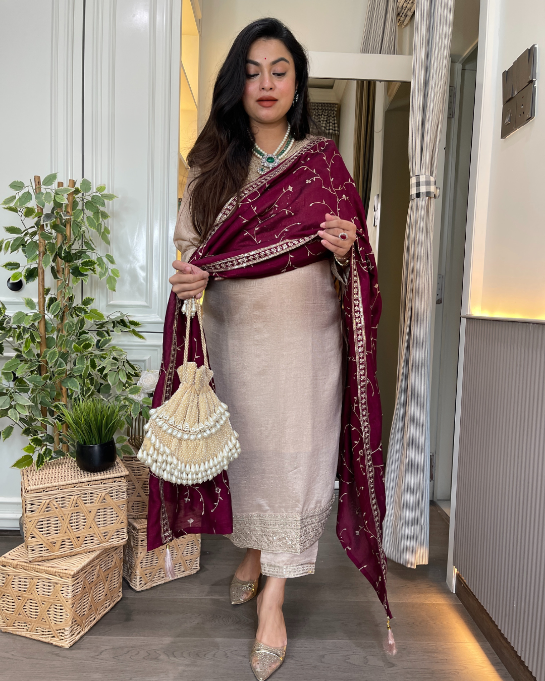 Vichitra Embroidered Suit Set
