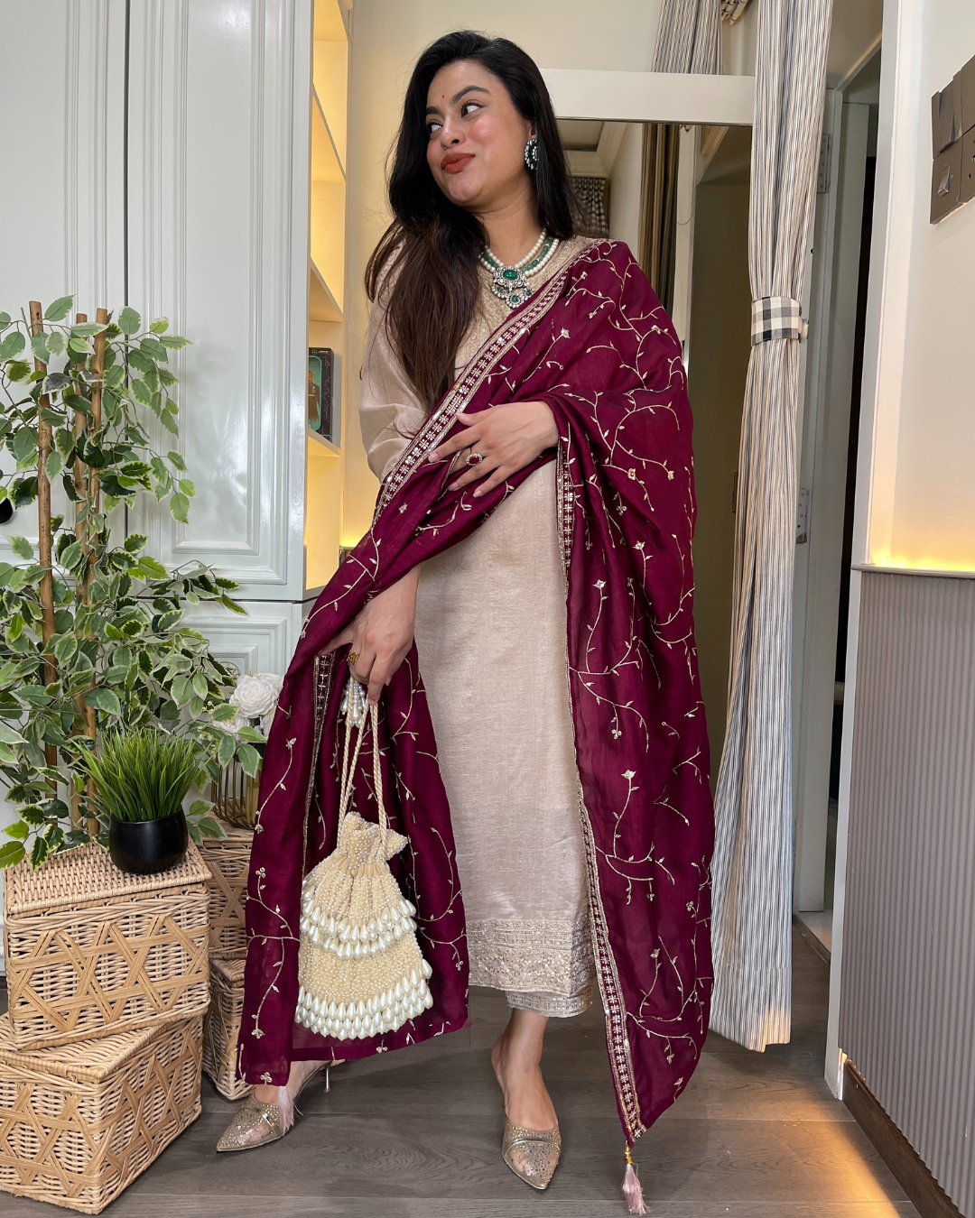 Vichitra Embroidered Suit Set