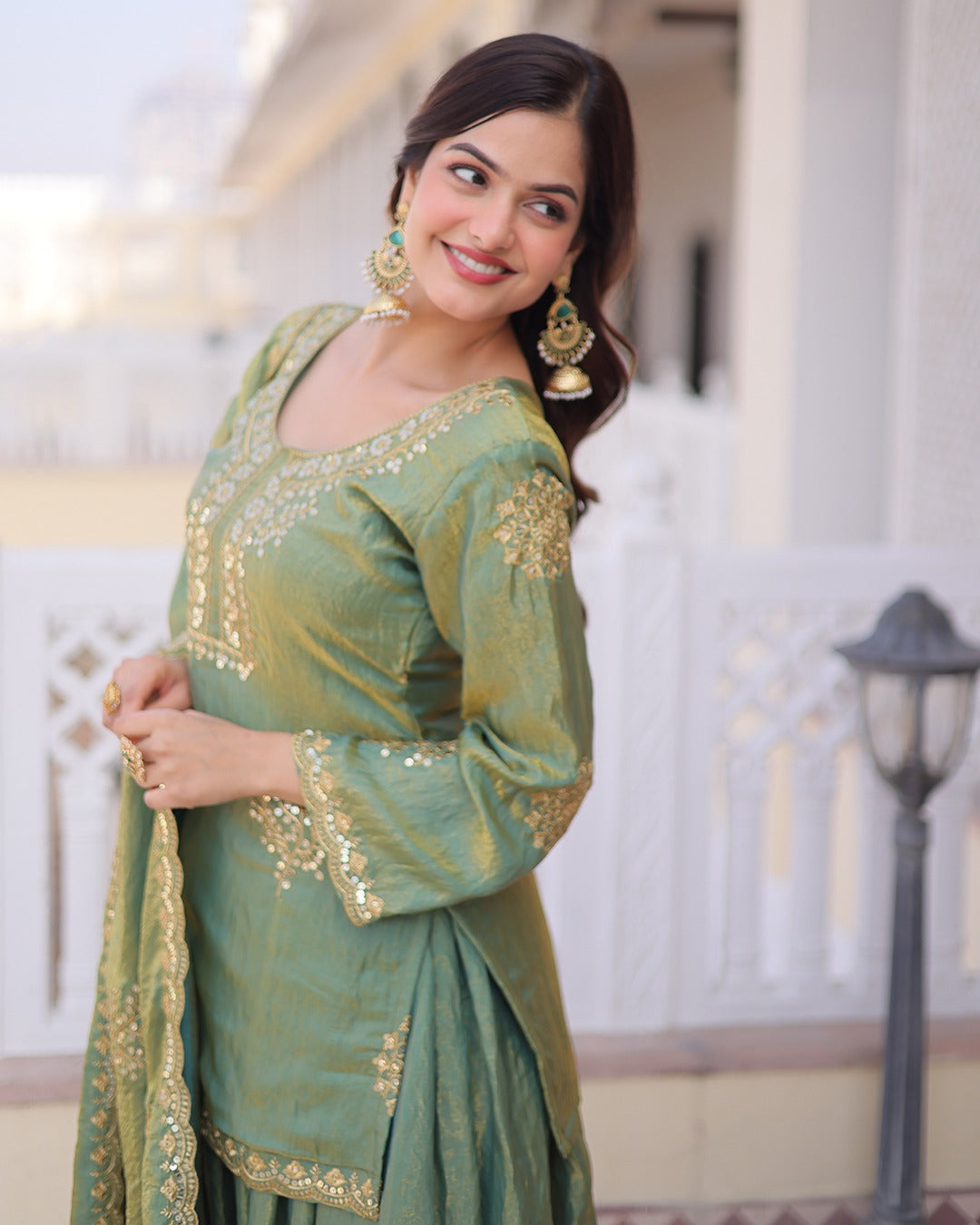 CP Vichitra Embroidered Suit Set ✨