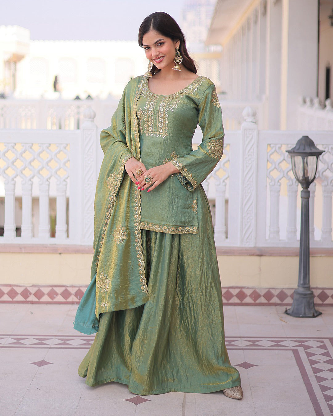 CP Vichitra Embroidered Suit Set ✨