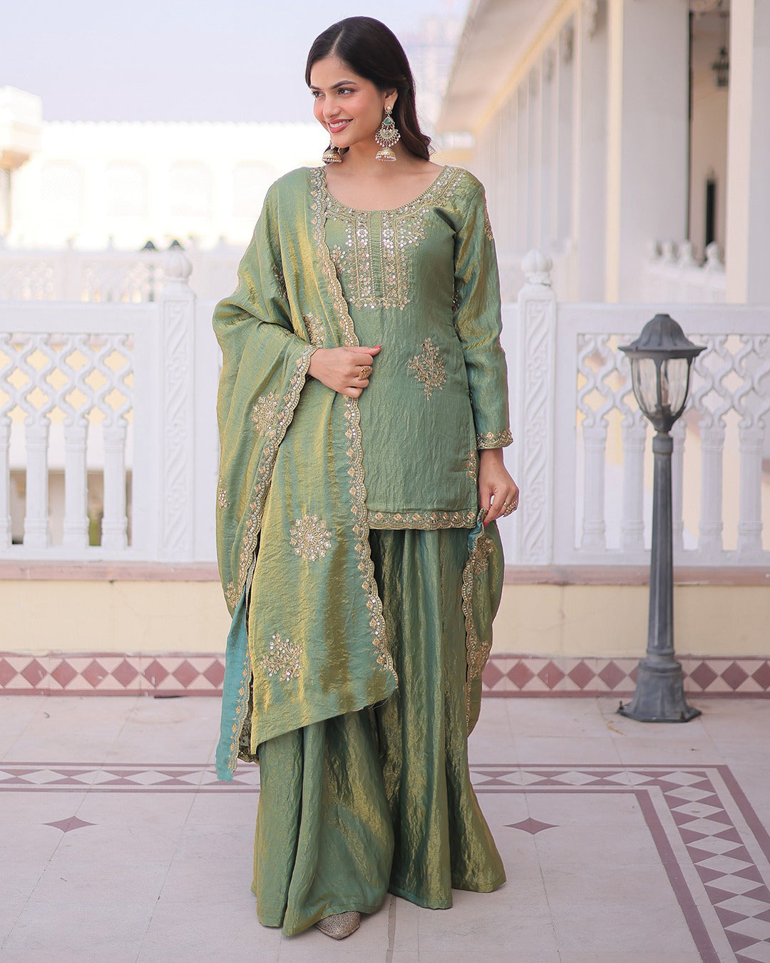CP Vichitra Embroidered Suit Set ✨