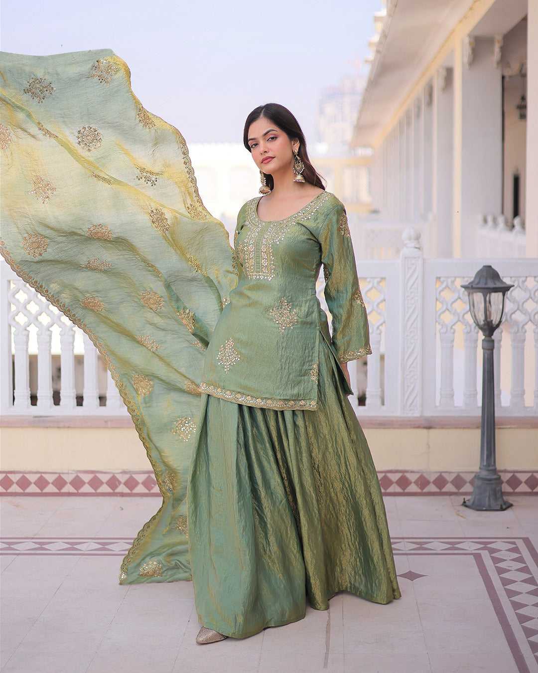 CP Vichitra Embroidered Suit Set ✨