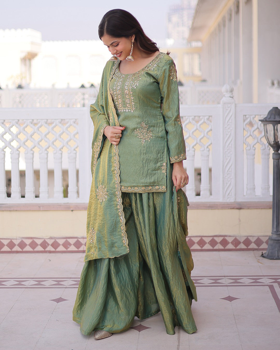 CP Vichitra Embroidered Suit Set ✨