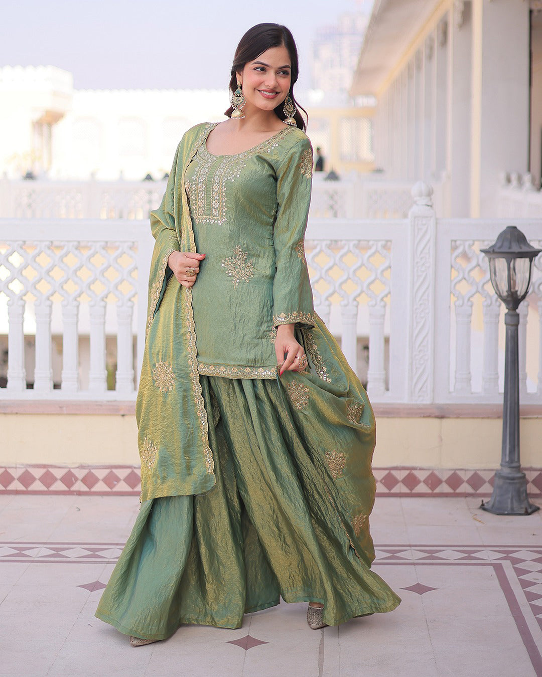 CP Vichitra Embroidered Suit Set ✨