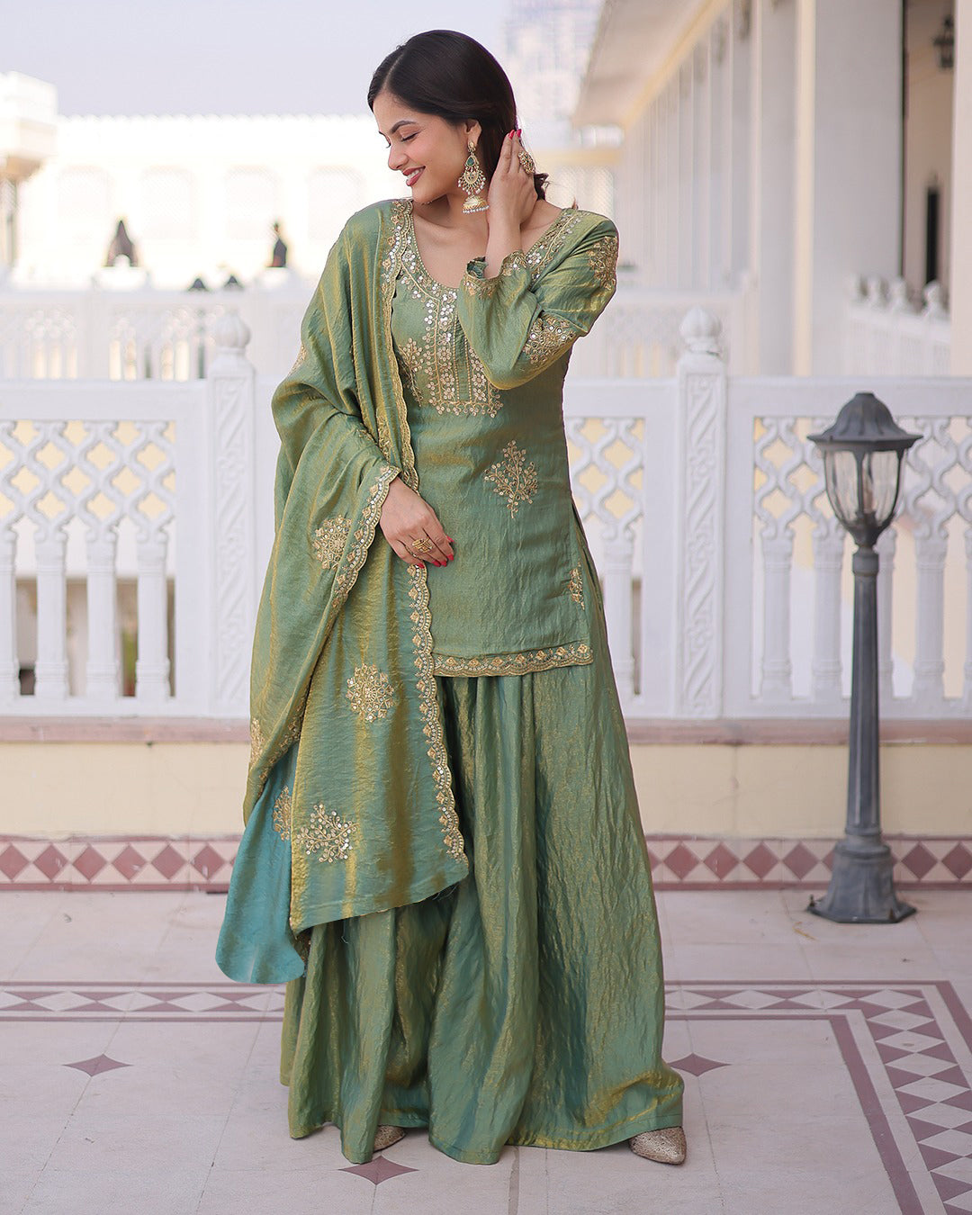 CP Vichitra Embroidered Suit Set ✨