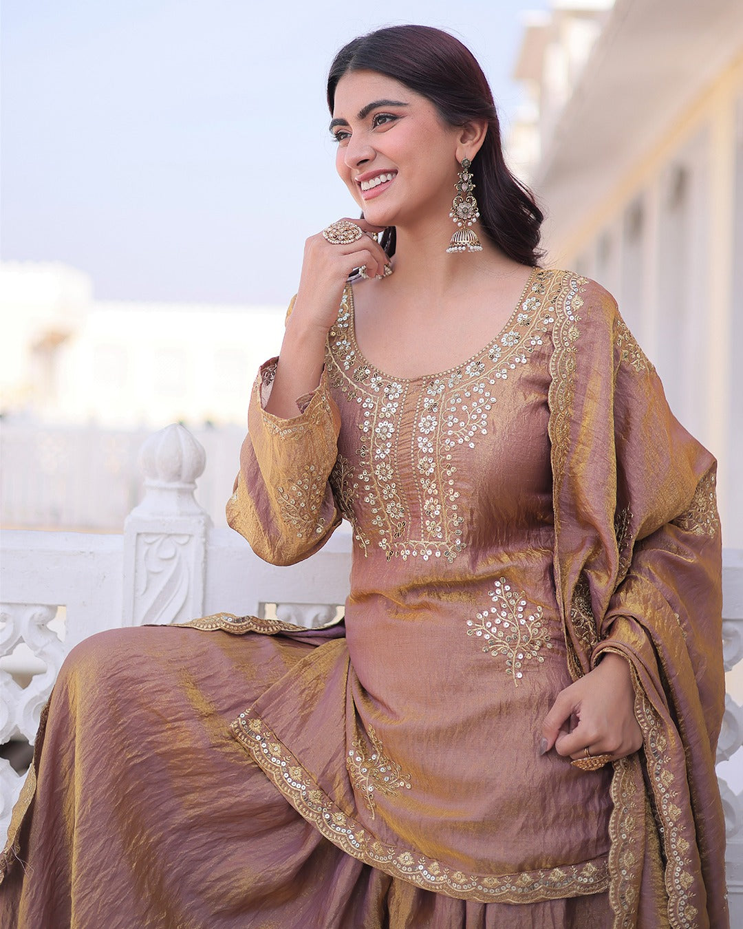 CP Vichitra Embroidered Suit Set ✨