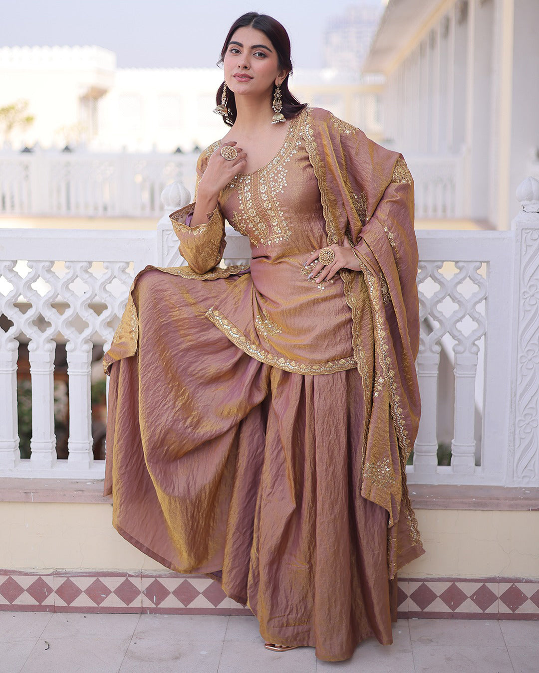CP Vichitra Embroidered Suit Set ✨