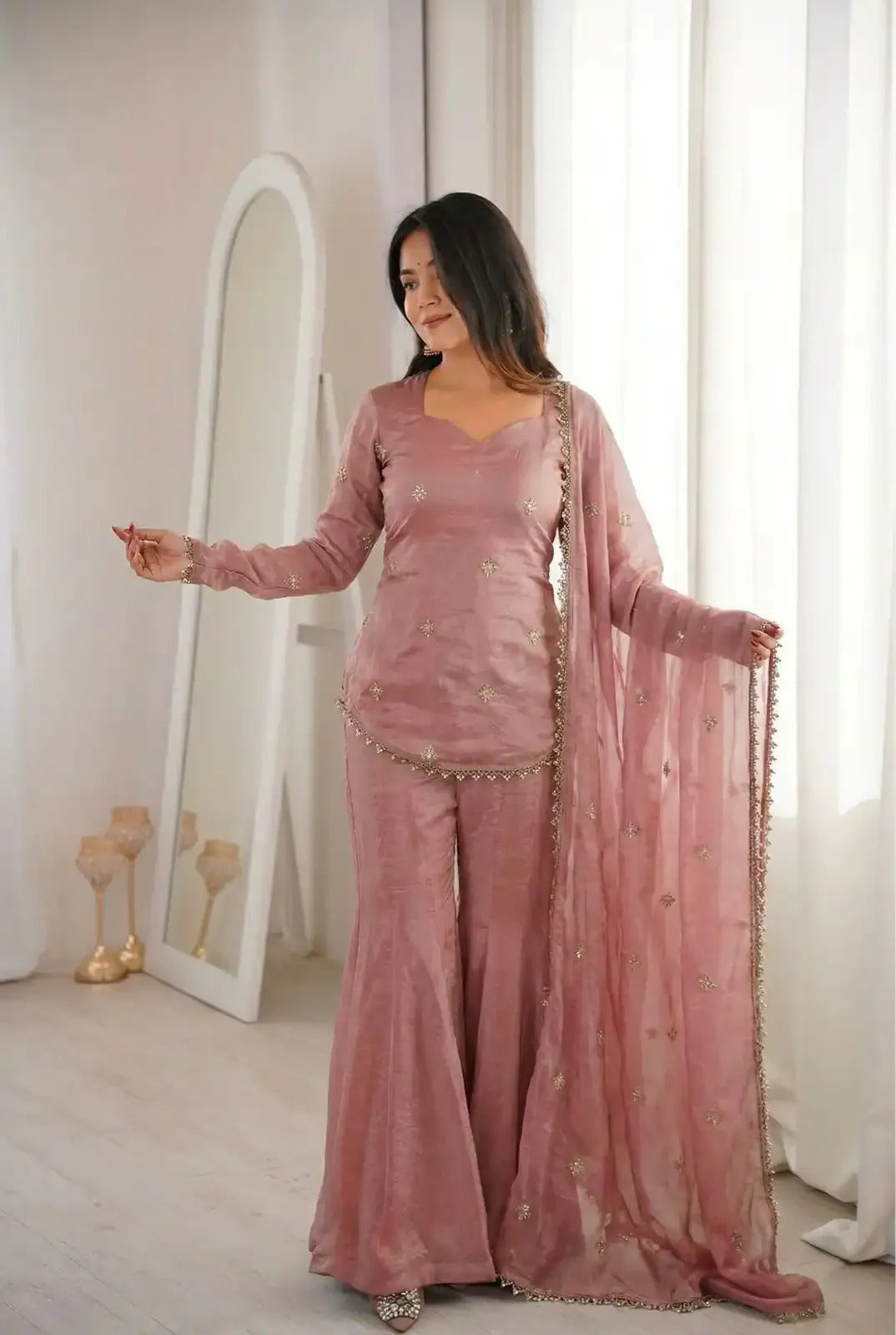 Fandy Silk Bitswork Palazzo Set
