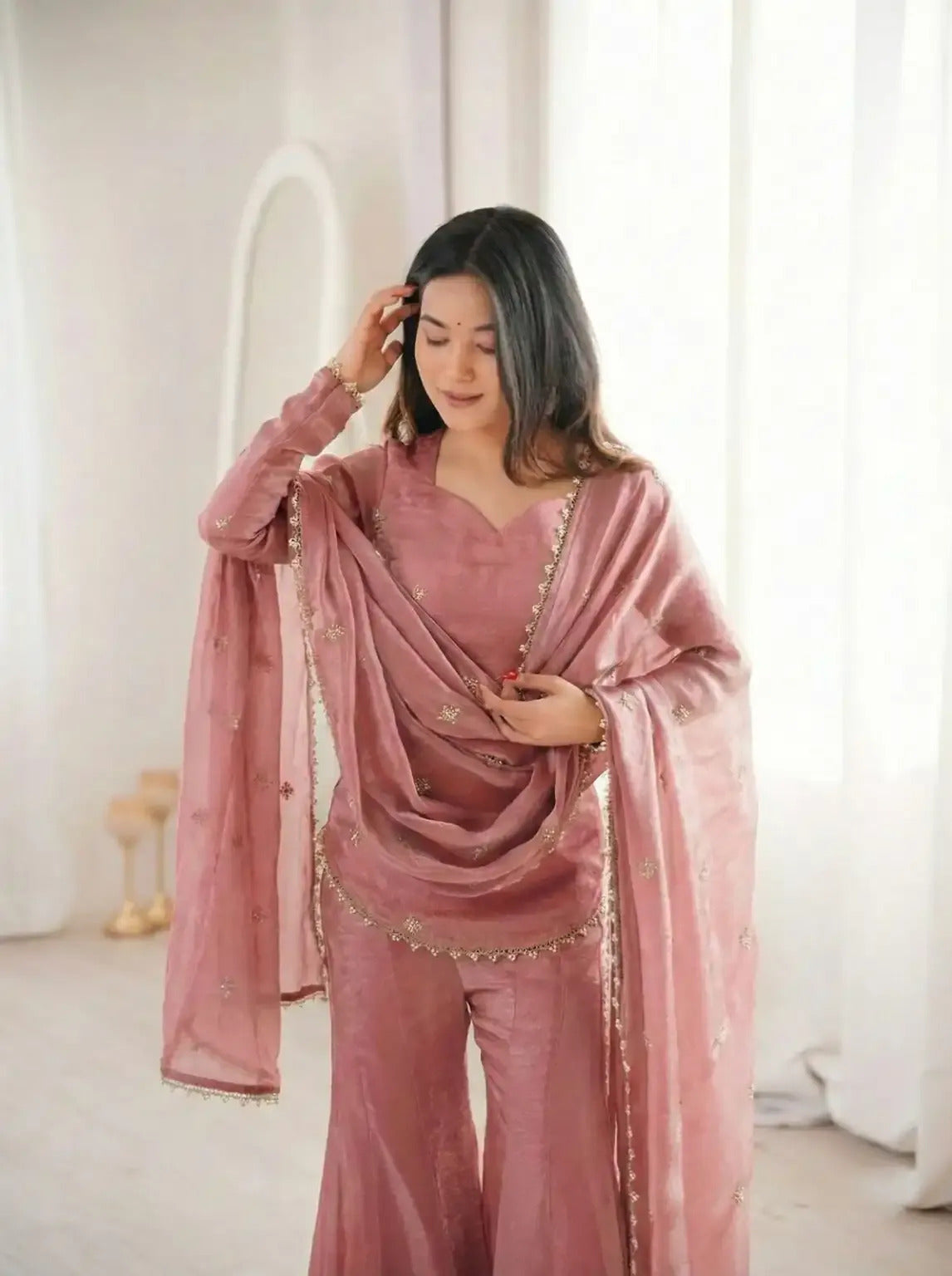 Fandy Silk Bitswork Palazzo Set