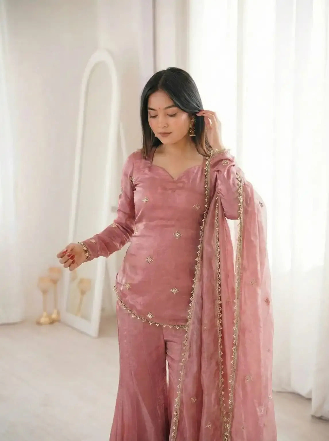 Fandy Silk Bitswork Palazzo Set