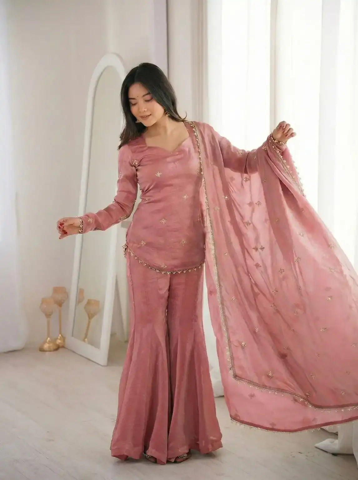 Fandy Silk Bitswork Palazzo Set