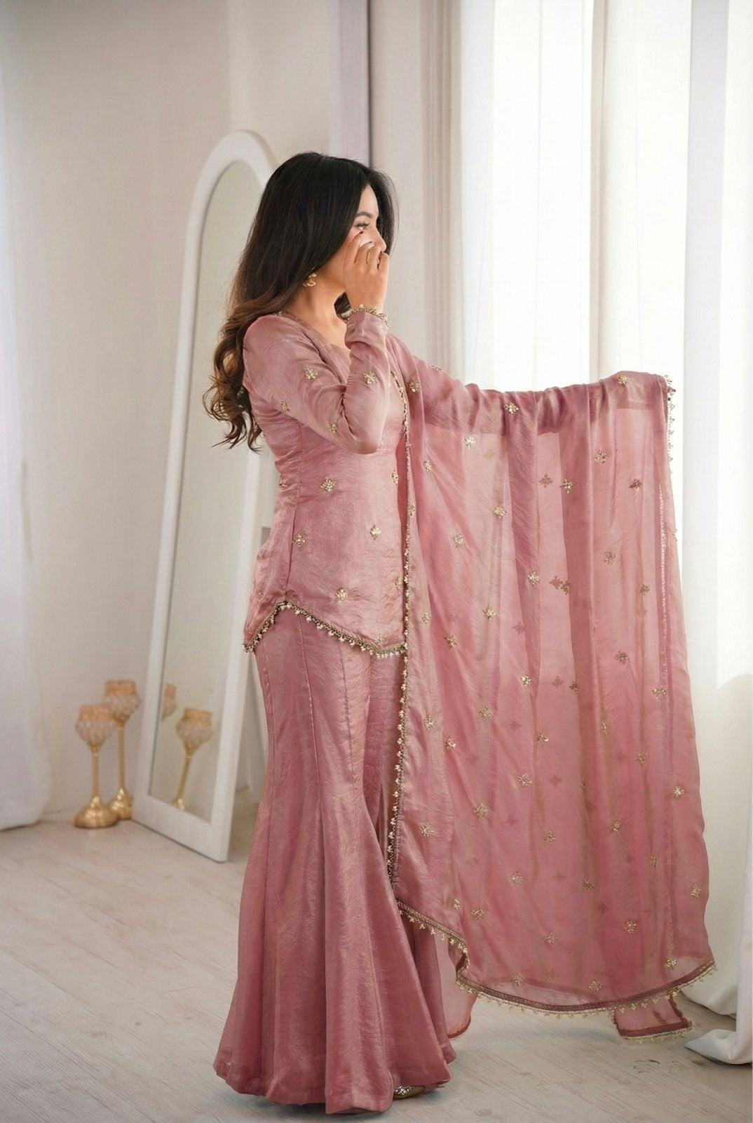 Fandy Silk Bitswork Palazzo Set