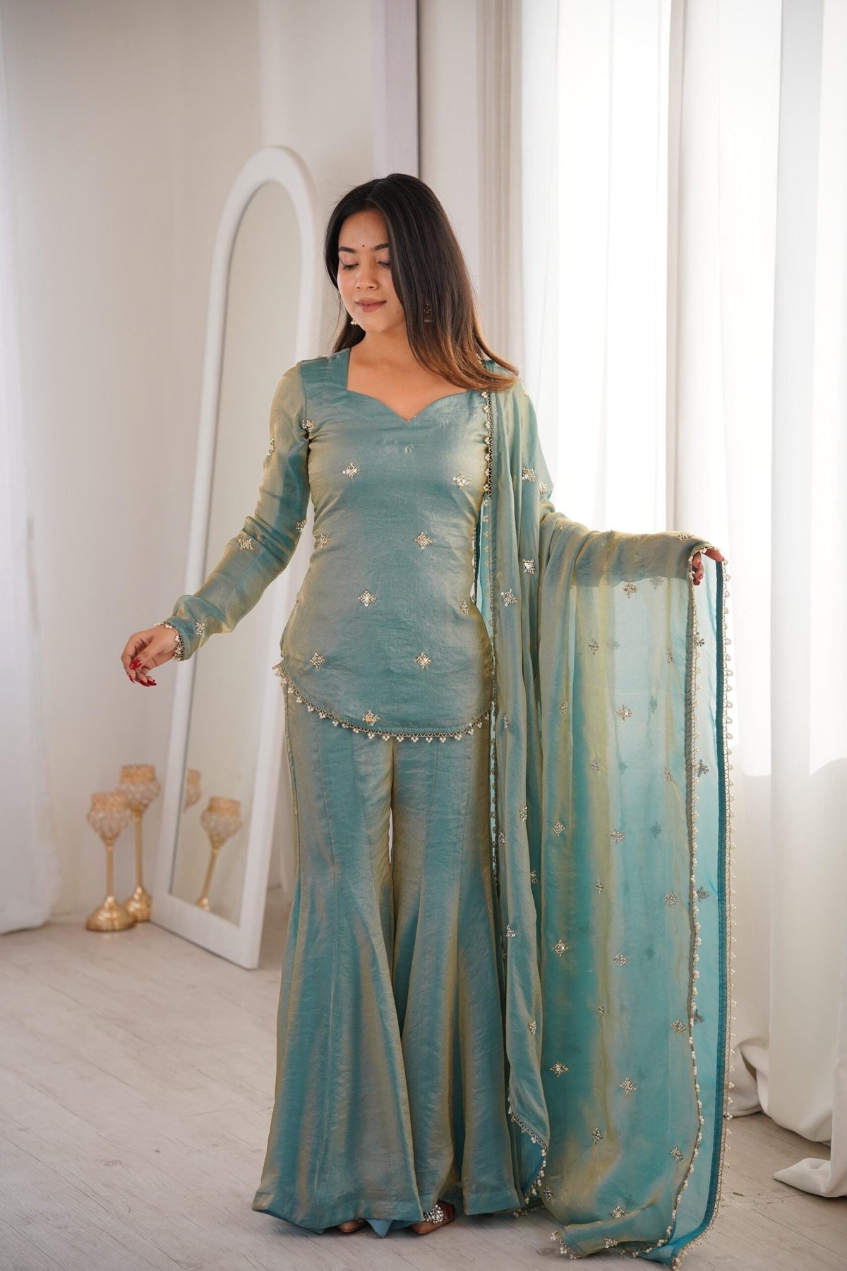 Fandy Silk Bitswork Palazzo Set