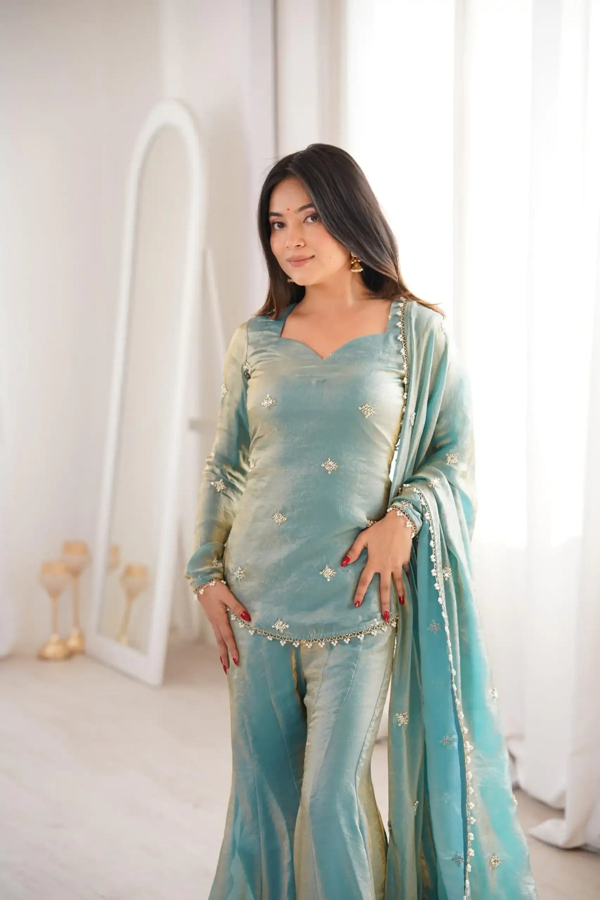Fandy Silk Bitswork Palazzo Set