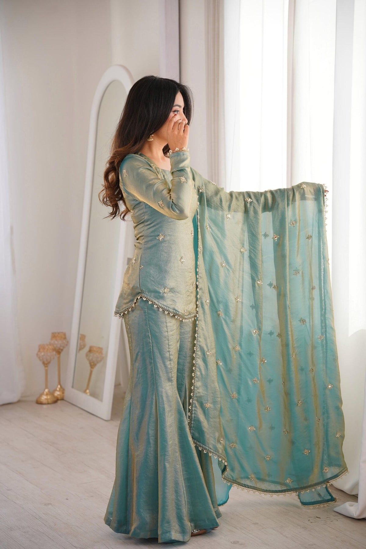Fandy Silk Bitswork Palazzo Set