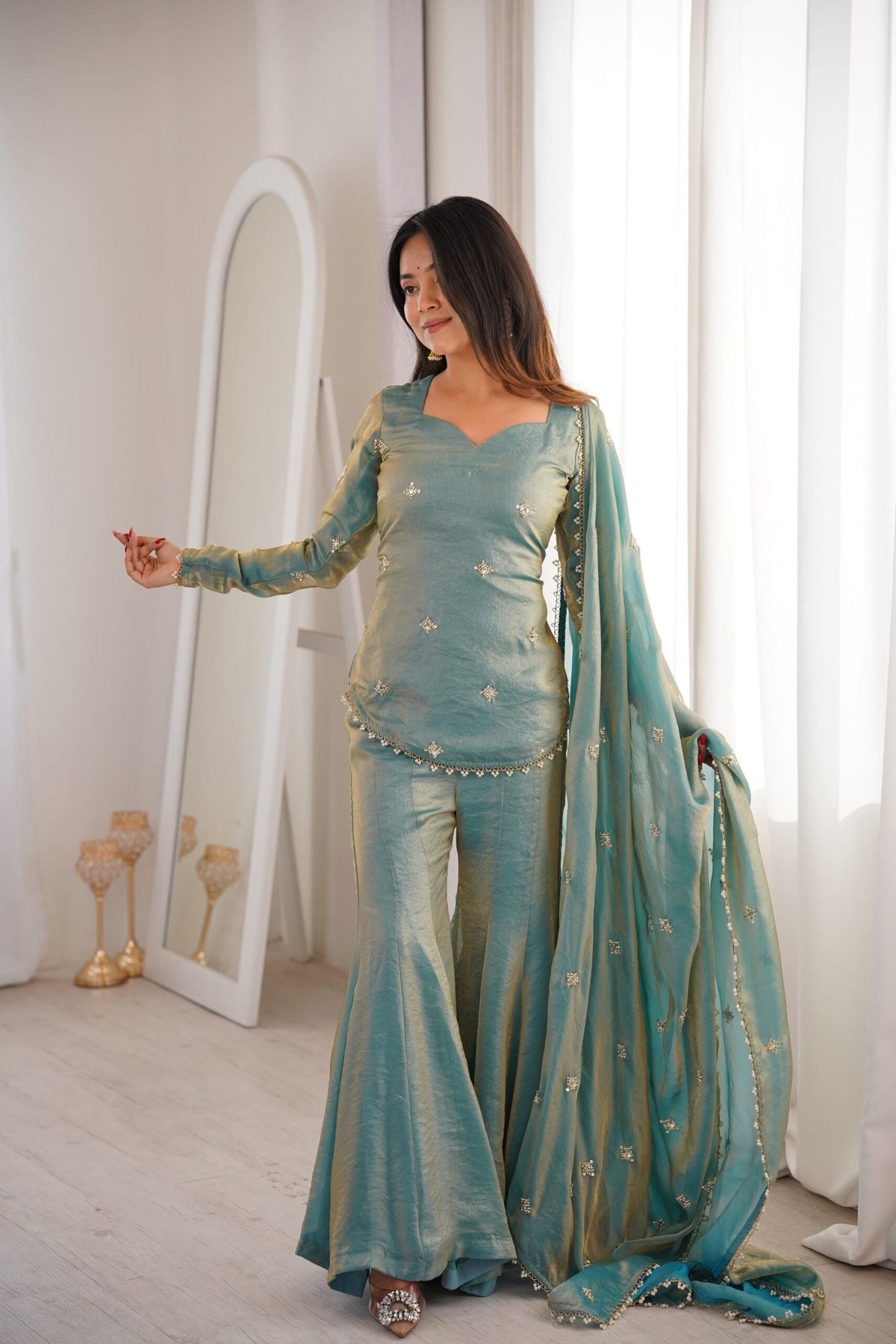 Fandy Silk Bitswork Palazzo Set