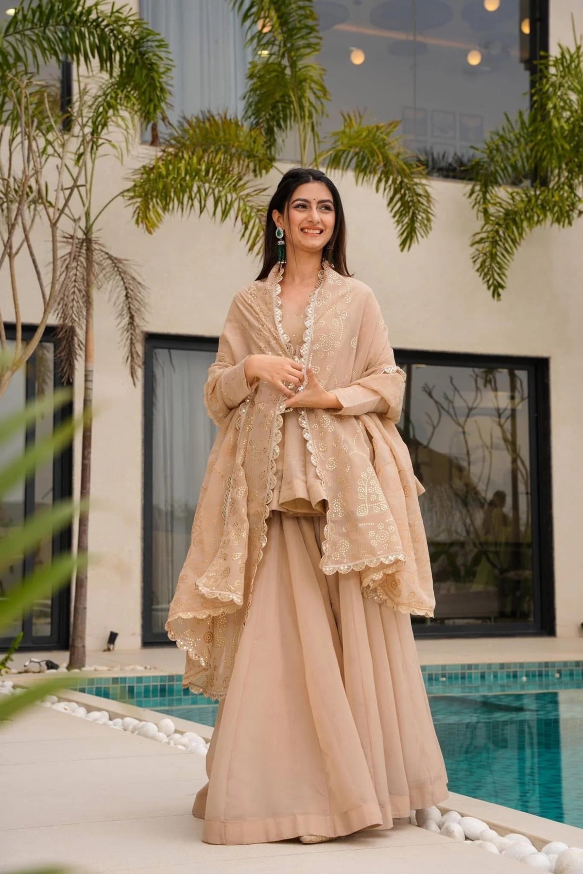 Crunchy Embroidered Sharara Set ✨
