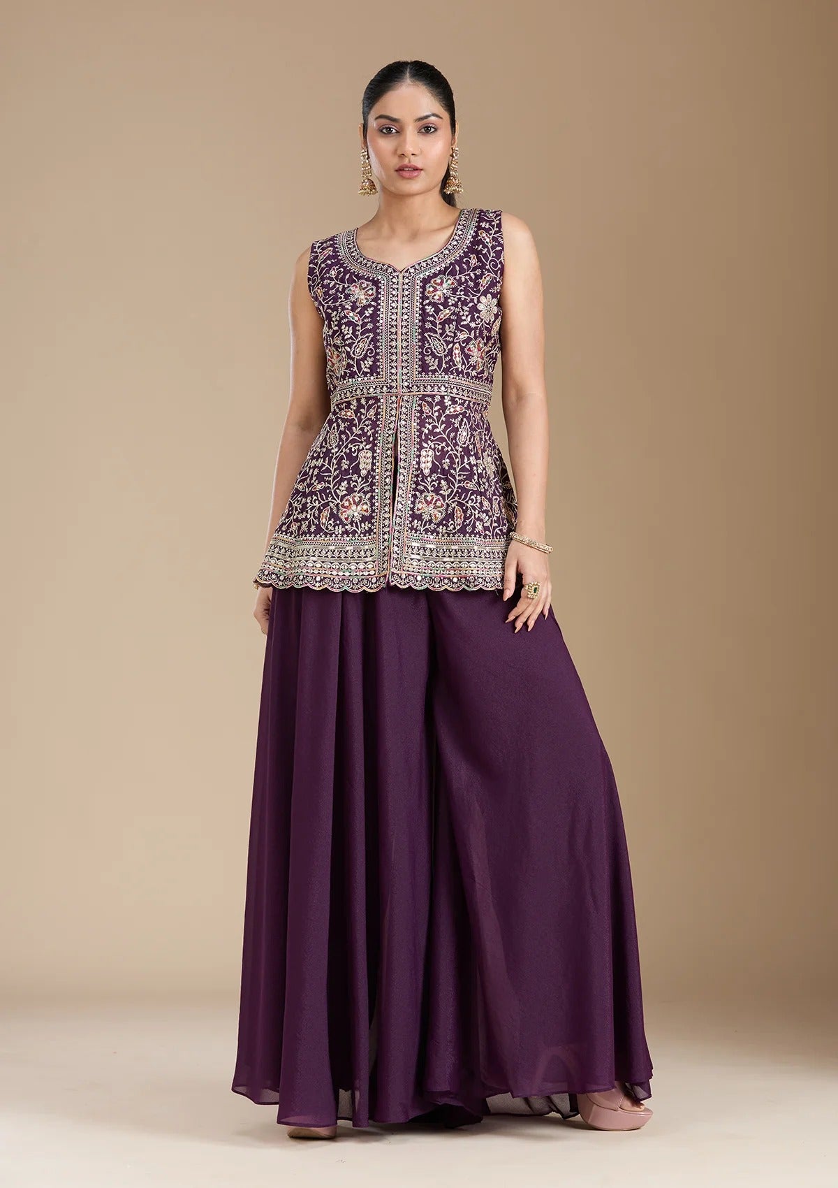 Georgette Embroidered Sharara Set ✨