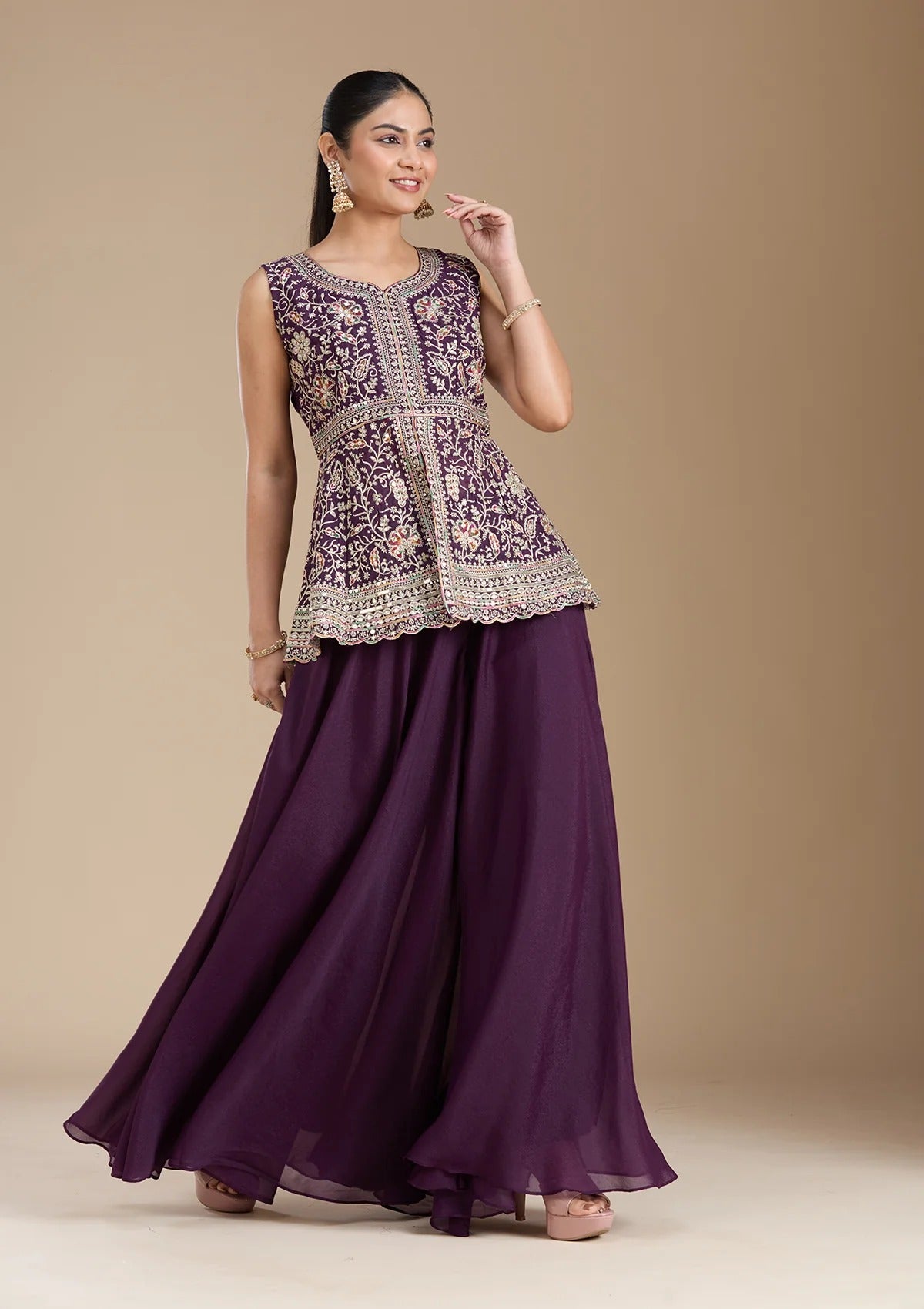 Georgette Embroidered Sharara Set ✨
