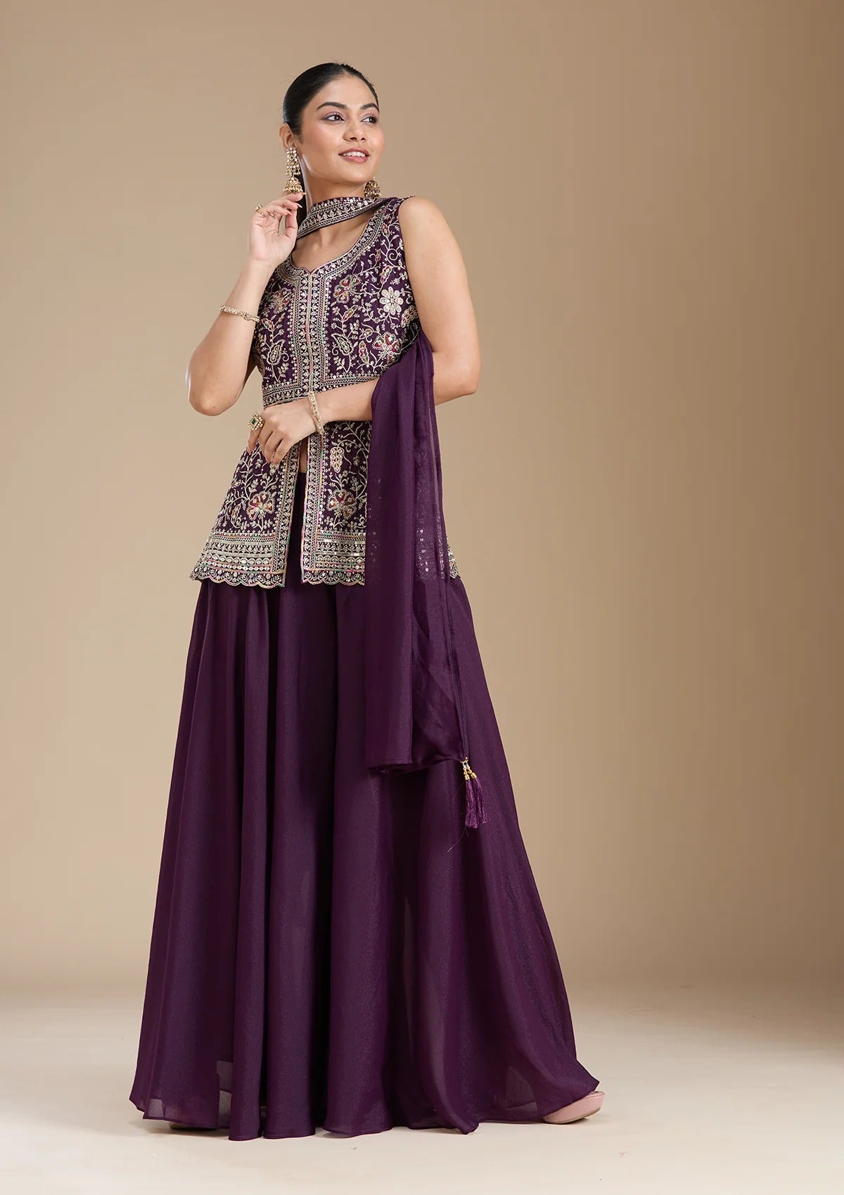 Georgette Embroidered Sharara Set ✨