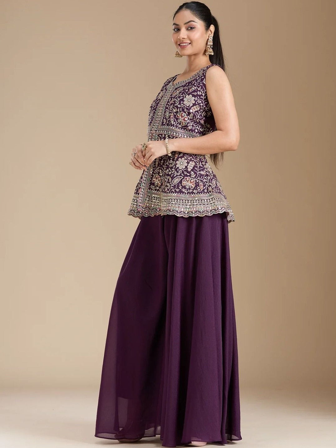 Georgette Embroidered Sharara Set ✨