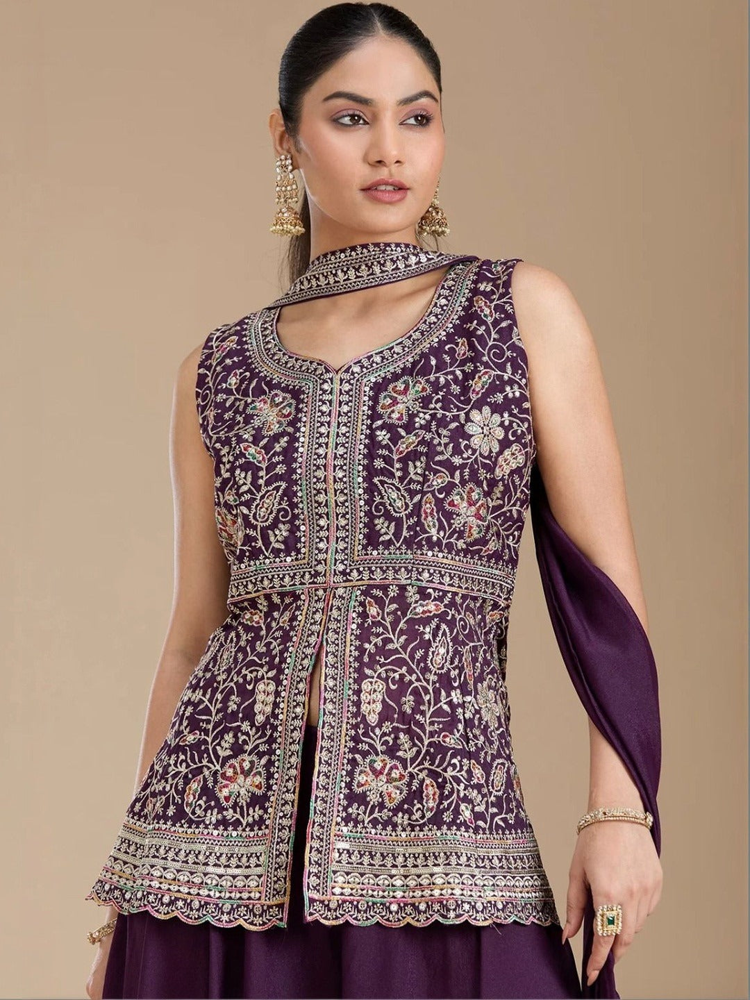 Georgette Embroidered Sharara Set ✨